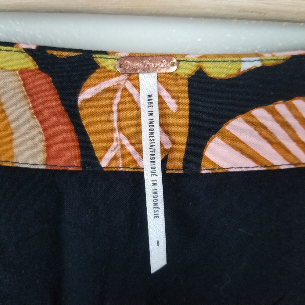 FREE PEOPLE Bali Orange Sunrise 100% Rayon Midi Skirt Floral Zip Leg Slit US 8 - Picture 10 of 12